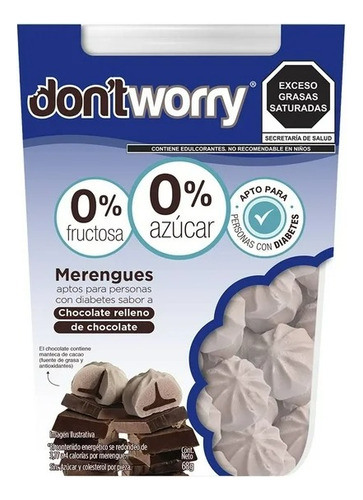 3 Pzas Merengues Don't Worry Sabor Chocolate Relleno De Choc