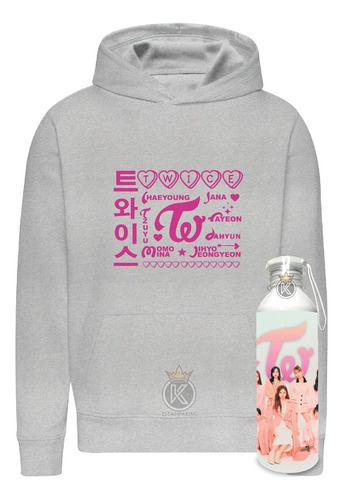 Poleron Twice + Botella En Aluminio 750ml - Femenino Surcoreano - K-pop - Estampaking