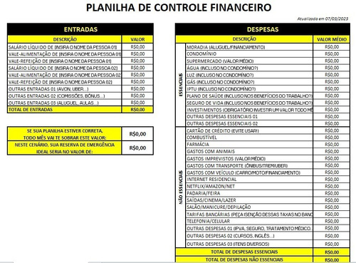 Planilha Controle De Despesas Pessoais