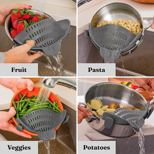 Colador De Pasta De Silicona Con Clip Para Ollas, Sartenes Y