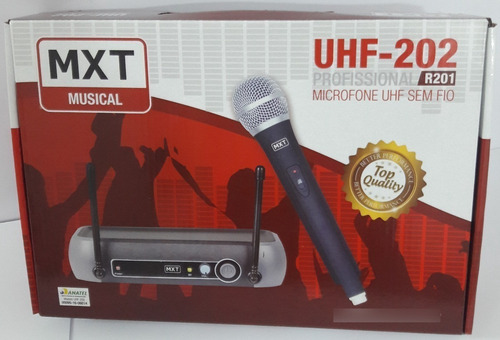 Microfone Sem Fio Mxt Uhf-202 - R201 - Anatel Sem Fio Mxt