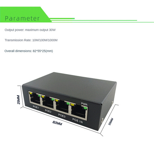 Extensor De Conmutador De Red Gigabit Poe Extender 100/1000