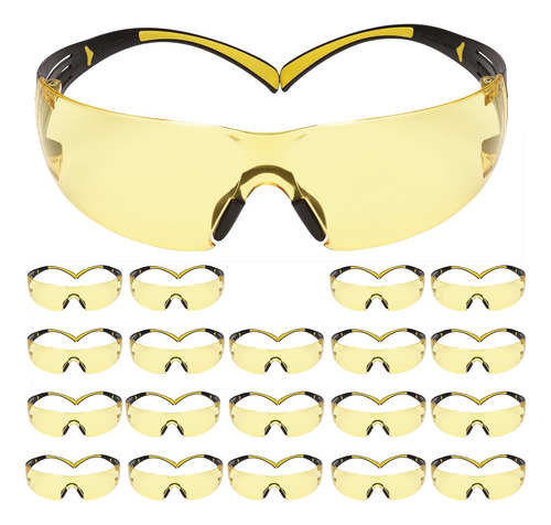 Pack De 20 Gafas De Protección 3m, Negro/amarillo