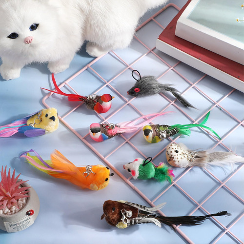 Seguido De 20 Pcs Juguetes De Pluma De Gato Recarga Insectos