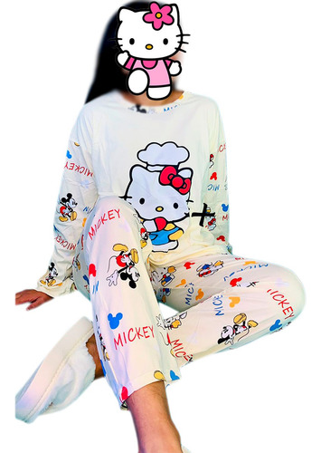 Pijama Hello Kitty Dama Moda Pantalón, Playera Y Calcetas