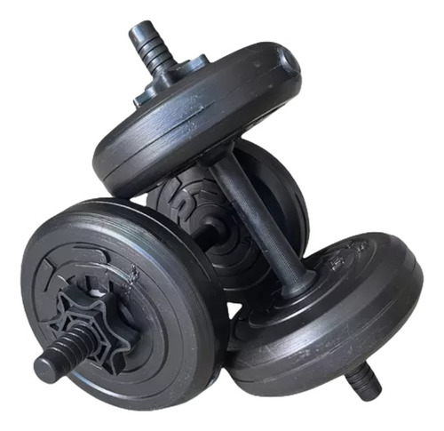 Kit Barra Mancuernas Discos 110 Lb Total Peso Ajustable Negro