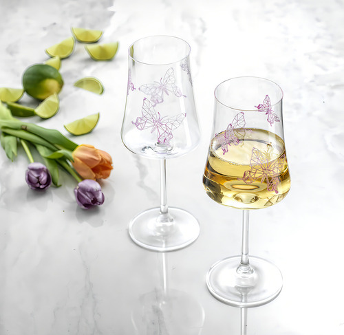 Meadow - Copas De Vino Blanco Con Diseño De Mariposa, 19 Onzas, Juego De 2