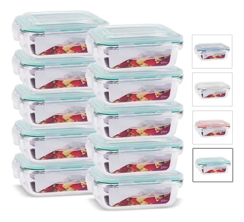 comprar Kit Conjunto 10 Potes Vidro Hermético Marmita Tampa 370ml Cor Verde SK