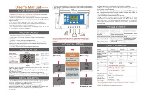 Imagen 2 de 2 de Controlador De Carga Regulador Solar 50a Pwm 50 Amp Usb Lcd