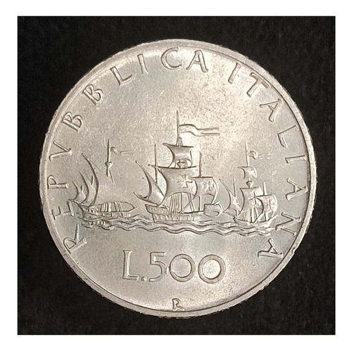 Italia 500 Liras 1964 Exc Plata Km 98 Carabelas De Colón