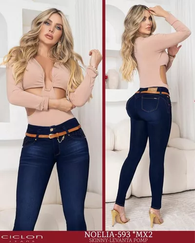 Jeans Mujer Pantalón Colombiano Mezclilla Strech Push Up 099