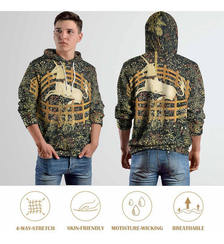 Sudadera Con Capucha 3d De Moda El Unicornio Está En Cautive