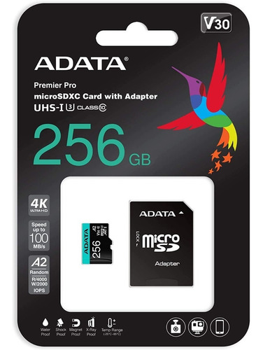 Memoria Micro Sdxc 256gb Adata Clase 10 Video 4k V30 A2