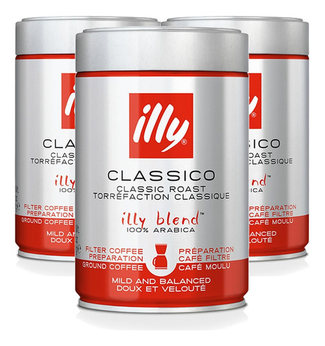 Café Illy Classico Torrado E Moído 100% Arabica 250g (3 Und)