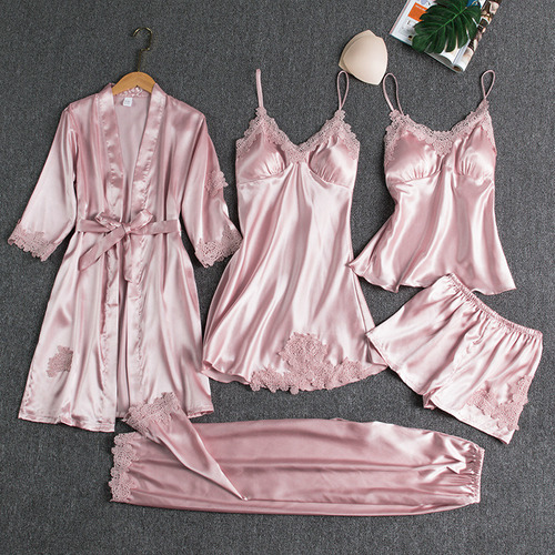 Pijama Fino Para Mujer Leisure Wear, Bata De Baño, Color Ros