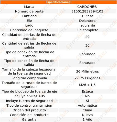 (1) Flecha Homocinética Del Izq Acura Tl 6 Cil 3.5l 09/12