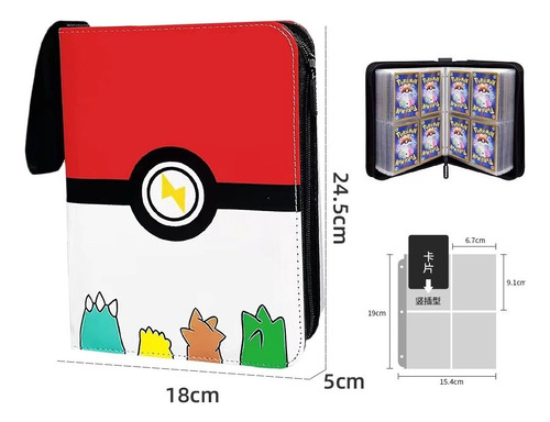 Tarjetero Pokémon 4 Bolsillos 400 Cartas Álbum Ff
