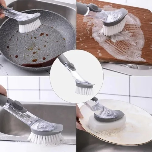 Cepillo Con Dispensador Lavaloza Limpieza Platos Escobilla