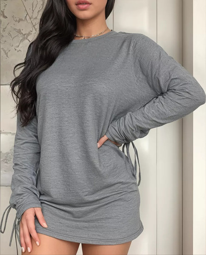 Sueter Para Mujer Con Mangas Arrugadas Y Tiras