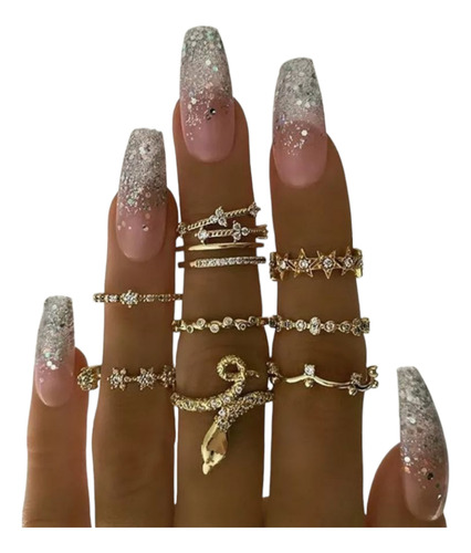 Set De Anillos Diseño Serpiente 9 Piezas 2 Modelos A Elegir
