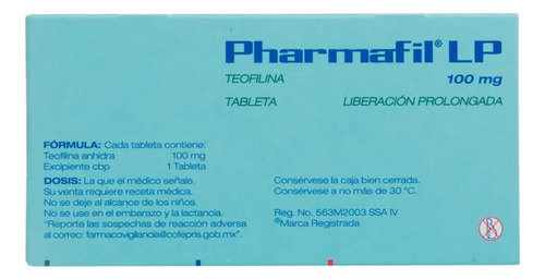 Teofilina 100 Mg Liberación Prolongada Caja Con 20 Tabletas