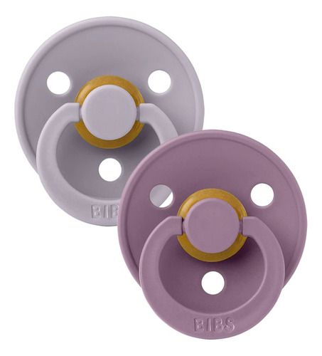 Chupetes Bibs Pacifier Setx2 Natural Libre Bp 6-8m Talle2 Color Fossil Grey- Mauve Round Natural Rubber Período De Edad 6-12 Meses