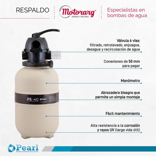 Combo Filtrado Piscina + Bomba Pearl - 40mil Litros 0.33 Hp
