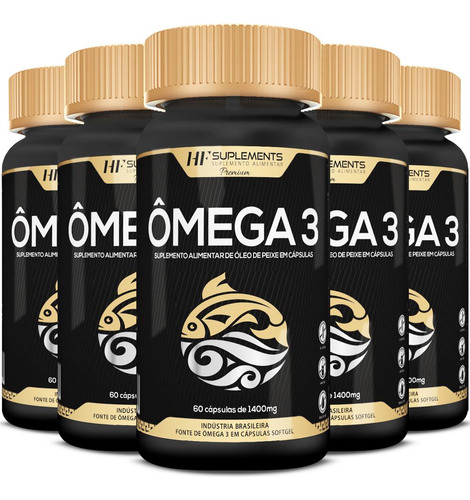 5x Omega 3 Premium 60caps Softgel Isento De Metais Pesados