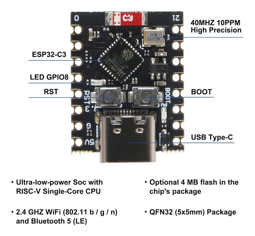 Placa De Desarrollo Esp32-c3 Super Mini