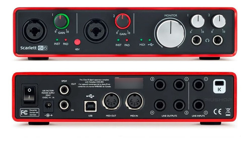 Interface Focusrite Scarlett 6i6 1ª Geração Phantom Power