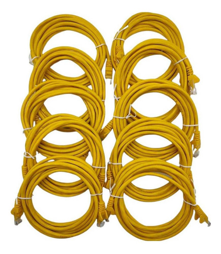 Seccon Patch Cord Cat5 1.0mt 26awg- Crimpado- Kit 5un Cor Amarelo