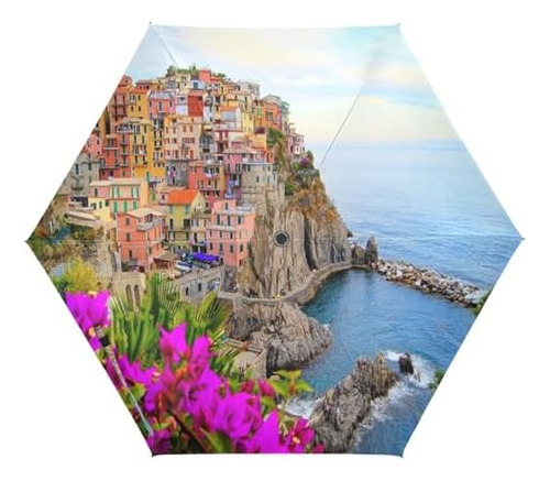 Alaza Paraguas Compacto De Viaje, Pueblo De Manarola En La C