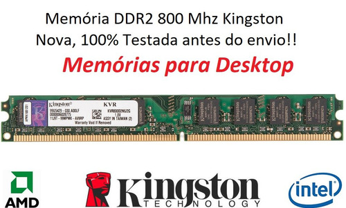 Memória 2 Gb Ddr2 800 Mhz Kingston Kvr800d2n6/2g *lacrada*