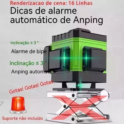 Autonivelamento 3d De Nível Laser Verde De 16 Linhas Com V