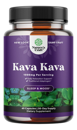 Natures Craft Kava Kava Raiz De Kava 1000mg 60 Caps Sabor Sin Sabor