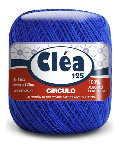 Fio/linha Cléa 125 Metros 100% Algodão Merc.- Novelo Pequeno Cor 2829-azul-bic