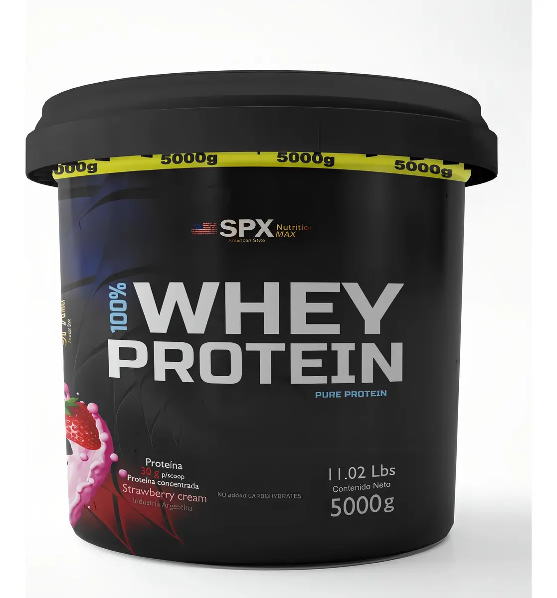 SPX Nutrition Max Spx 100% Whey Protein Whey Protein Whey Protein Whey Protein Suplemento em pó com sabor de morango em um frasco de 5000g