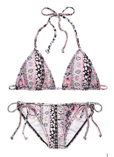 Bikini Victoria's Secret Original Rosa Con Negro De Figuras