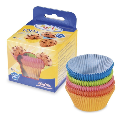  100 Molde Papel Muffins Cup Cake 5 Cm X 3cm Alt. 5 Colores 
