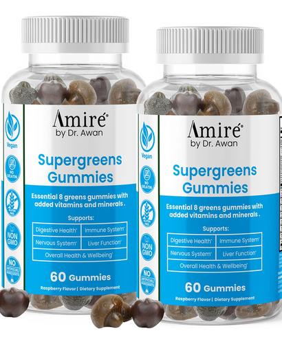 Amire Por Dr. Awan Super Greens Gommies, Frutas Y Verduras,