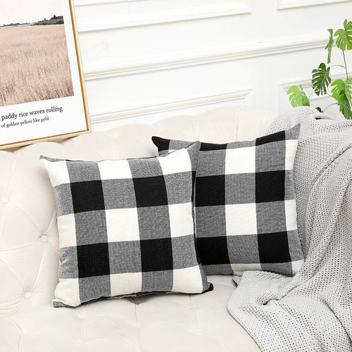 Juego De 2 Fundas De Almohada Decorativas De Lino Y Algodón