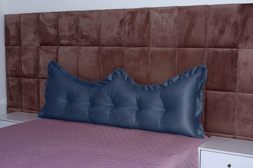 Almofada Encosto Coroa Queen 160 Cm Azul-marinho Lisa