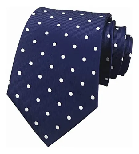 Vinesen Corbata De Seda Con Lunares Blancos Y Azul Marino Pa