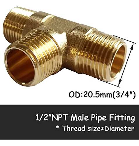 Conector De Latón Npt Macho De 1/2 Pulgada Para Agua/petróle