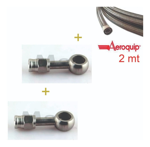 Conexão Curva 45º Olhal 10mm 2 Un + Mang Aeroquip 2m