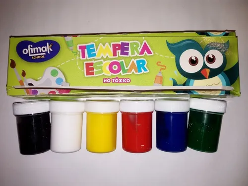 Tempera Escolar 6 Colores