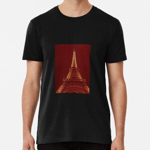 Remera Eiffel Tower At Night-red Algodon Premium