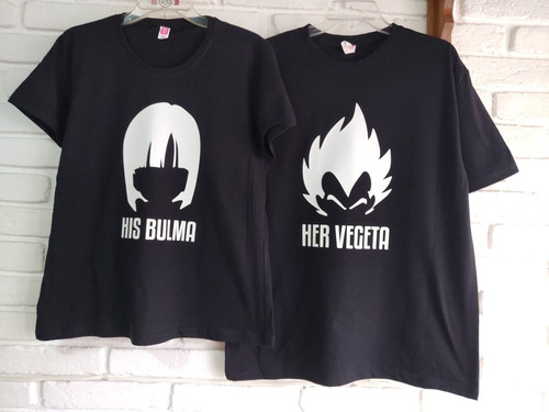 Set Par Playeras Dragon Ball Vegeta Y Bulma Anime