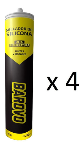 Sellador Silicona Roja Alta Temperatura 280ml Barovo Acetica