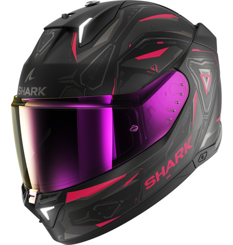 Casco De Moto Shark Skwal I3 Linik Gris/ Rosa Con Led 